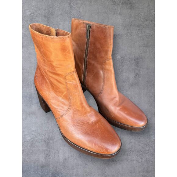 Frye Joan Campus Leather Bootie Boot Women’s Sz 8 Redwood - Picture 2 of 9